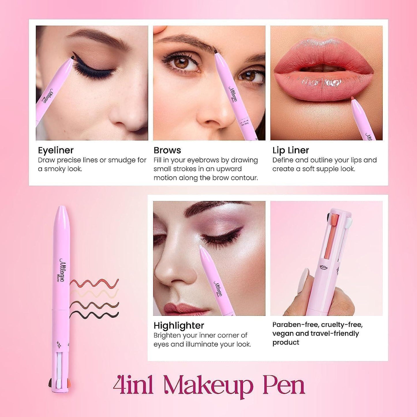 Milagro Beauty On-The-Go 4 IN 1 Makeup Pen